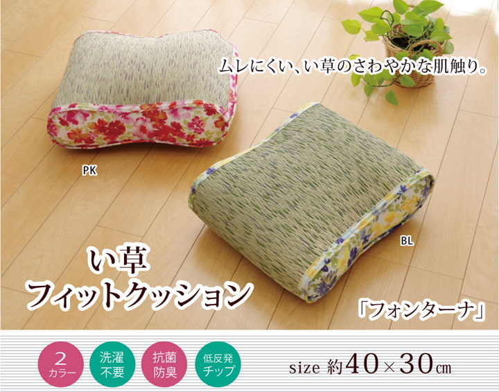 クッション い草 い草クッション 花柄 『フォンターナ フィット』 約40×30cm 送料無料