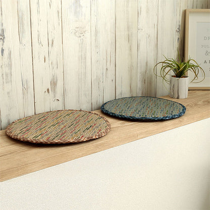 【新商品】クッション チェアパッド い草 チェック柄 調湿 空気清浄 お手入れ簡単 約35丸cm 送料無料