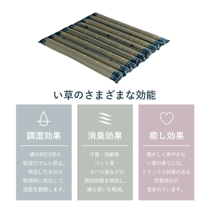 クッション ポコポコシート い草 チェック柄 調湿 空気清浄 お手入れ簡単 約40×40cm 送料無料
