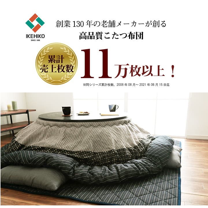 こたつ布団 掛敷セット 円形 セット  しじら織り 約205cm丸 送料無料
