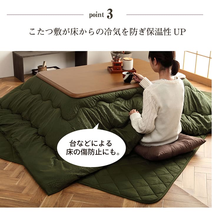 こたつ布団 掛敷セット 正方形 リーフ柄 約190×190cm 送料無料
