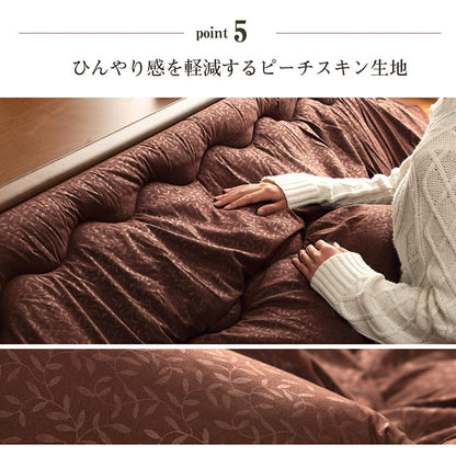 こたつ布団 掛敷セット 正方形 リーフ柄 約190×190cm 送料無料