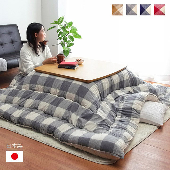 こたつ布団 正方形 インド綿 綿100％ チェック柄 約205×205cm 送料無料