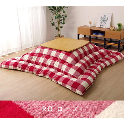 こたつ布団 正方形 インド綿 綿100％ チェック柄 約205×205cm 送料無料