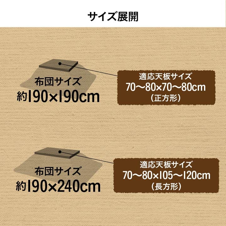 こたつ布団 国産 正方形 撥水 チェック柄 シンプル 軽い ふんわり 柔らかい 約190×190cm 送料無料