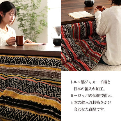 こたつ布団 正方形 日本製 シェニール カラフル エスニック 約200×200cm 送料無料