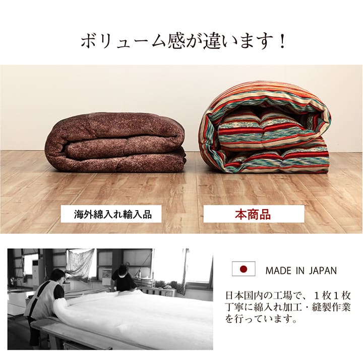 こたつ布団 正方形 日本製 シェニール ストライプ調 カラフル エスニック 約200×200cm 送料無料