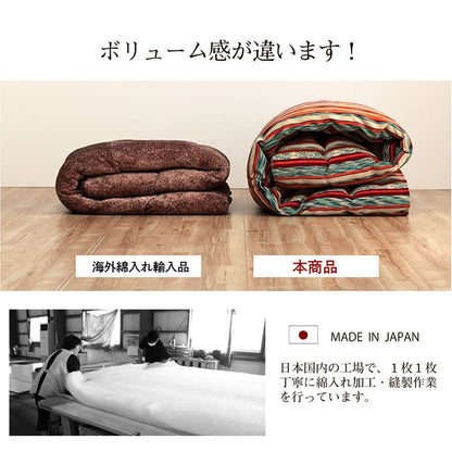 こたつ布団 正方形 日本製 シェニール ストライプ調 カラフル エスニック 約200×200cm 送料無料