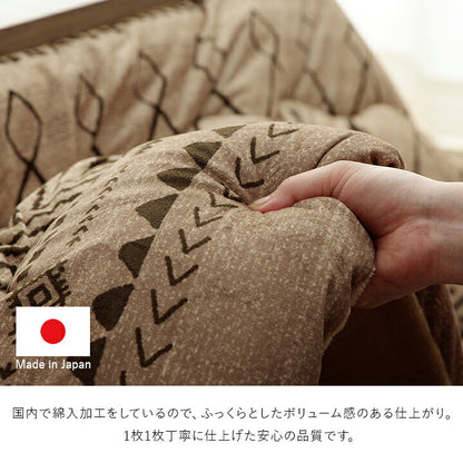 こたつ布団 長方形 幾何 ふかふか 国産 撥水 抗菌防臭 防ダニ フランネル 手洗い 約205×315cm 送料無料