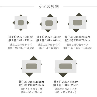 日本製 こたつ布団 こたつ厚掛敷布団 セット 和柄 長方形 大判 約205×285cm 送料無料