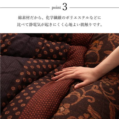 日本製 こたつ布団 こたつ厚掛敷布団 セット 和柄 長方形  約205×245cm 送料無料