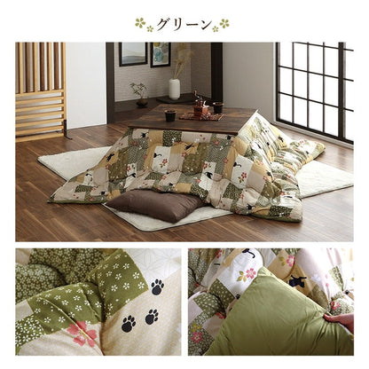 こたつ布団 正方形 掛け単品 ネコ柄 チェック柄 約190×190cm 送料無料