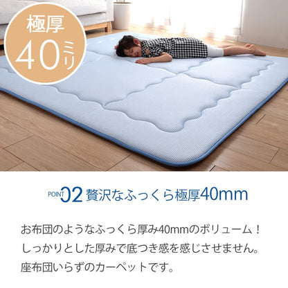 冷感 接触冷感 ひんやり カーペット ラグ 厚手 ボリューム 正方形 約 2畳 190×190cm 送料無料