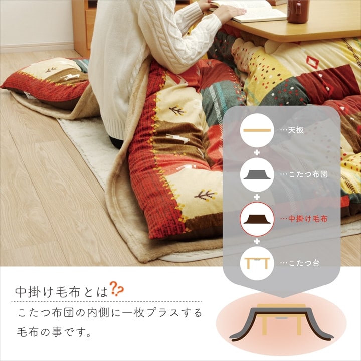 こたつ布団用 中掛け毛布 洗える 長方形 アクリル 約200×280cm 送料無料 - 【公式】allecore(アレコレ) 家具インテリア・生活雑貨のオンライン通販