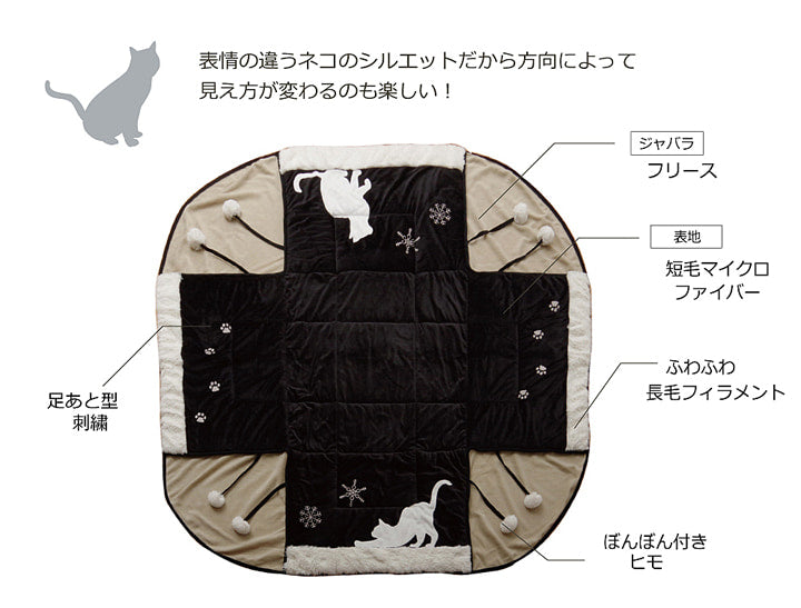 ネコ柄 省スペースこたつ薄掛け布団単品 『シャルル省S』 約175×175cm 送料無料