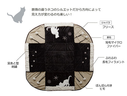 ネコ柄 省スペースこたつ薄掛け布団単品 『シャルル省S』 約175×175cm 送料無料