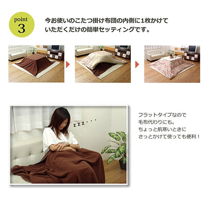 フリース こたつ用中掛け毛布 『ブリック中掛（フラット）』 約180×180cm フラットタイプ 送料無料