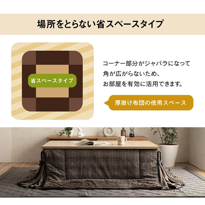 省スペース こたつ布団 正方形 チェック柄 約180×180cm 送料無料