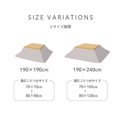 こたつ布団 単品 シンプル くすみカラー 無地 正方形 約190×190cm 送料無料