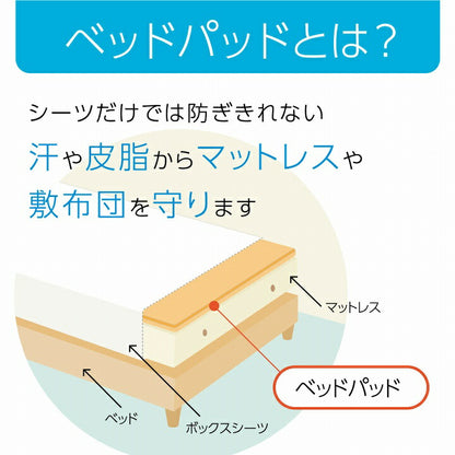 【新商品】寝具 オールシーズン 快適睡眠 ベッドパッド 洗える 洗濯機OK 四隅ゴムバンド付き ズレにくい ダブル 140×200cm 送料無料