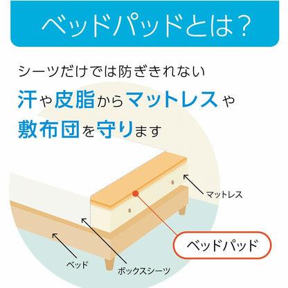 【新商品】寝具 オールシーズン 快適睡眠 ベッドパッド 洗える 帝人 マイティトップ2 防ダニ 抗菌防臭 洗濯機OK 四隅ゴムバンド付き ズレにくい ダブル 140×200cm 送料無料