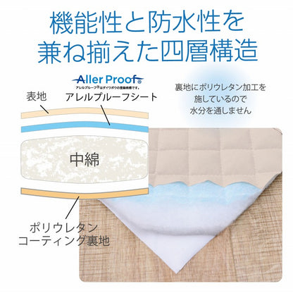 【新商品】寝具 オールシーズン 快適睡眠 ベッドパッド 防水 ペット 洗える アレルプルーフ 抗菌 消臭 アレル物質吸着 洗濯機OK 四隅ゴムバンド付き ズレにくい ダブル 140×200cm 送料無料