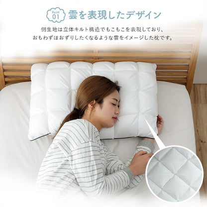 枕 カバー付き ふわふわ 肌触り 肌に優しい 安眠 高級 雲枕  おすすめ 洗える 清潔感 約43×63cm 送料無料