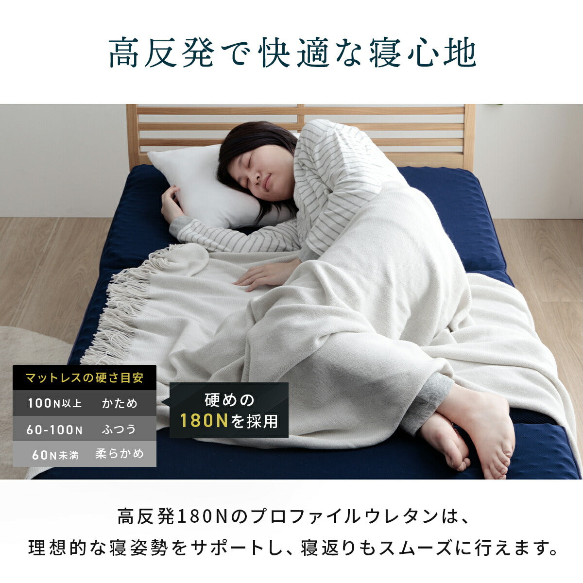 【新商品】マットレス セミダブル 三つ折り 高反発 プロファイルウレタン 硬め 折りたたみ 寝具 約115×195×12cm 送料無料