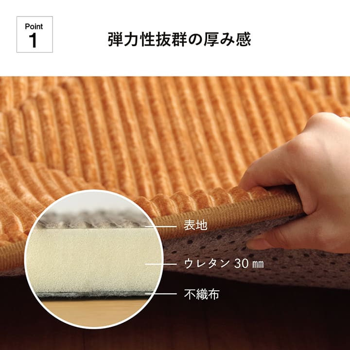 クッション 座布団 オシャレ コーデュロイ調 滑りにくい加工 ふかふか キルト 無地 正方形 約60×60cm 送料無料