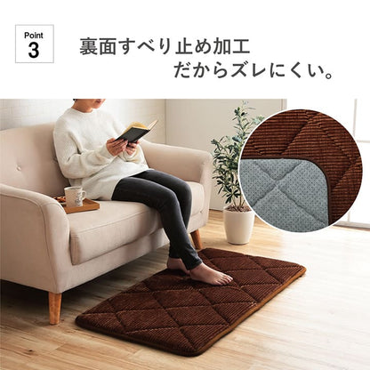 クッション 座布団 オシャレ コーデュロイ調 滑りにくい加工 ふかふか キルト 無地 長方形 約60×180cm 送料無料