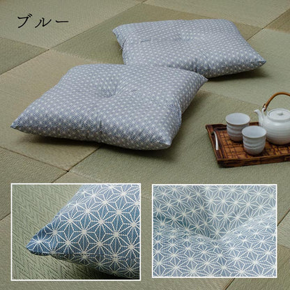 座布団 洗える 銘仙判 日本製 セット 盆 来客 和室 洋室 和柄 麻の葉 約55×59cm 同色5枚組 送料無料