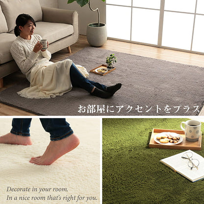 ラグ カーペット 洗える 滑りにくい 長方形 3畳 無地 フィラメント ふわふわ コンパクト オールシーズン 約200×250cm 床暖房 ホットカーペット対応 送料無料