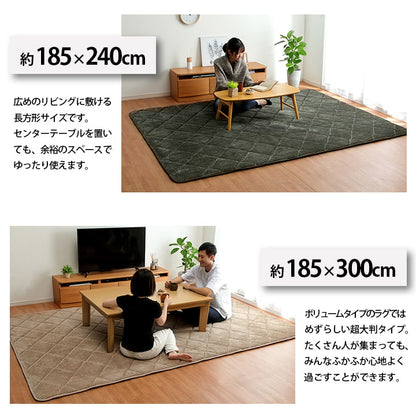 ラグ 滑りにくい 防音 ボリューム 厚い へたりにくい コーデユロイ 無地 約185×185cm 約2畳 床暖房 ホットカーペット対応 こたつ敷布団 送料無料