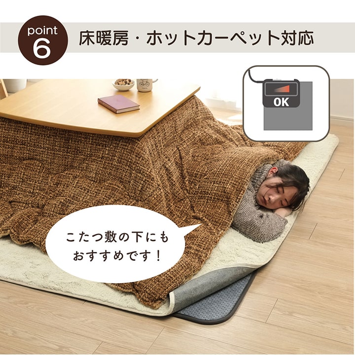 ラグ 下敷き 滑り止め 滑りにくい 防音 へたりにくい ボリューム ウレタン10mm クッション性 約180×180cm 床暖房 ホットカーペット対応 送料無料