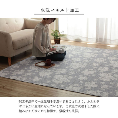 【新商品】マルチカバー おしゃれ 洗える 正方形 約190×190cm 綿 花 水洗いキルト リバーシブル ベッドスプレッド こたつカバー ソファカバー ホットカーペットカバー 送料無料