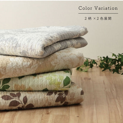 【新商品】マルチカバー おしゃれ 洗える 長方形 約190×240cm 綿 リーフ 水洗いキルト リバーシブル ベッドスプレッド こたつカバー ソファカバー ホットカーペットカバー 送料無料