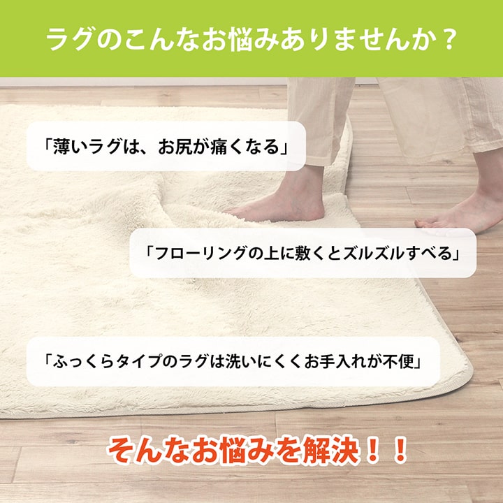 ラグ 下敷き 滑り止め 滑りにくい 防音 へたりにくい ボリューム ウレタン30mm クッション性 約180×180cm 床暖房 ホットカーペット対応 送料無料