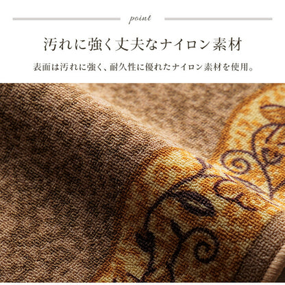 廊下敷底冷え防止キズ防止クラシカル花柄汚れにくい耐久性丈夫ナイロン素材ズレにくい裏面滑り止め厚さ5mm薄型『リーガ』約67×180cm 送料無料