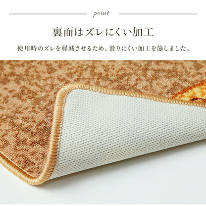 廊下敷底冷え防止キズ防止クラシカル花柄汚れにくい耐久性丈夫ナイロン素材ズレにくい裏面滑り止め厚さ5mm薄型『リーガ』約67×120cm 送料無料