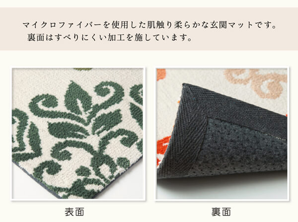 玄関マット マイクロファイバー 北欧調 『ニール』 約45×75cm 滑りにくい加工 送料無料