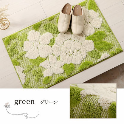 玄関マット ボリューム 滑りにくい 丸洗いOK 花柄 立体的 清潔 お洒落 60×90cm 送料無料