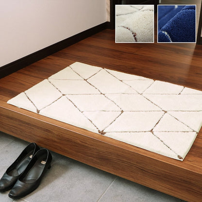 玄関マット へたりにくい 弾力性 約55×85cm シンプル 幾何柄 抗菌防臭 送料無料