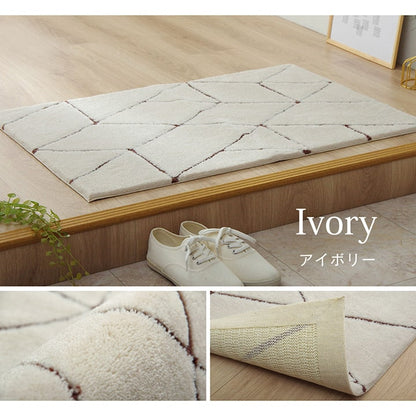玄関マット へたりにくい 弾力性 約55×85cm シンプル 幾何柄 抗菌防臭 送料無料