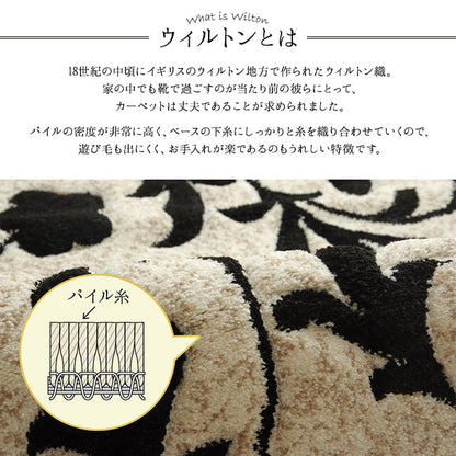 玄関 マット トルコ ウィルトン 織り カービング  約50×80cm 抗菌防臭 消臭 へたりにくい エレガント 送料無料