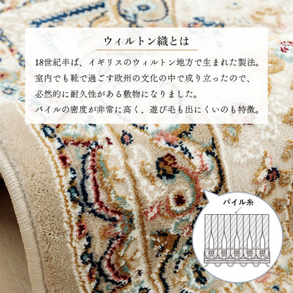 【新商品】玄関マットトルコ製ウィルトン織りクラシカル柄エレガンス柄上品ヒートセット加工立体感高目付肌触り柔らか抗菌防臭消臭丈夫へたりにくいソファー前用ベッドサイド用約60×90cm 送料無料