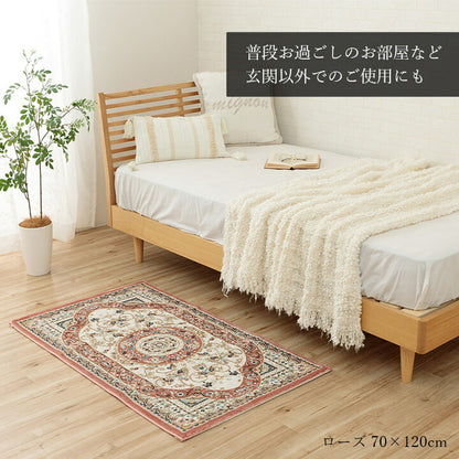 【新商品】玄関 マット トルコ製 ウィルトン 織り クラシカル柄 エレガンス柄 上品 ヒートセット加工 立体感 高目付 肌触り柔らか 抗菌防臭 消臭 丈夫 へたりにくい ソファー前用 ベッドサイド用 約50×80cm 送料無料