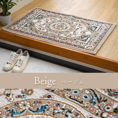 【新商品】玄関 マット トルコ製 ウィルトン 織り クラシカル柄 エレガンス柄 上品 ヒートセット加工 立体感 高目付 肌触り柔らか 抗菌防臭 消臭 丈夫 へたりにくい ソファー前用 ベッドサイド用 約50×80cm 送料無料