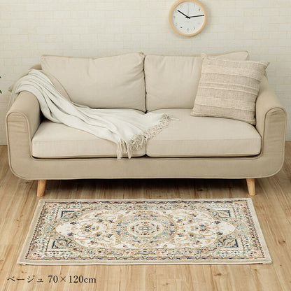 【新商品】玄関 マット トルコ製 ウィルトン 織り クラシカル柄 エレガンス柄 上品 ヒートセット加工 立体感 高目付 肌触り柔らか 抗菌防臭 消臭 丈夫 へたりにくい ソファー前用 ベッドサイド用 約50×80cm 送料無料