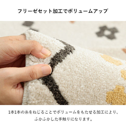 【新商品】玄関マット トルコ製 ウィルトン織り 幾何柄 モダン シンプル ナチュラル 立体感 抗菌防臭 消臭 丈夫 へたりにくい 1年中 ソファー前用 ベッドサイド用 約70×120cm 送料無料