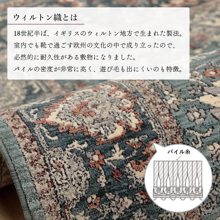 【新商品】玄関マットトルコ製ウィルトン織りクラシカル柄上品繊細立体感超高目付肌触り柔らか抗菌防臭消臭丈夫へたりにくい1年中ソファー前用ベッドサイド用約70×120cm 送料無料